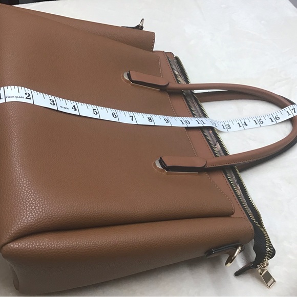 Brown Structured Satchel Crossbody 2 exterior Pockets - Picture 11 of 12